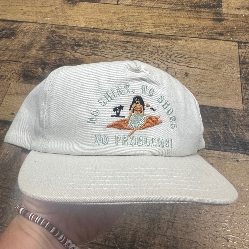 Katin No Shirt No Shoes No Problemo Snapback Hat Off White Made in USA Surf Cap